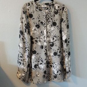 NWOT - Liz Claiborne Black and Gray Floral Blouse